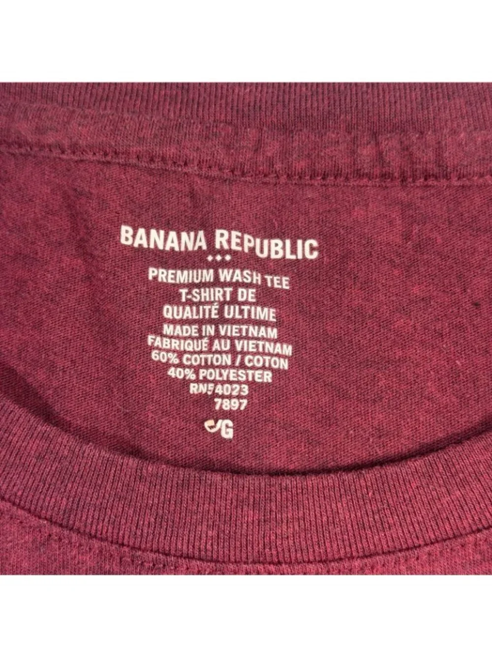 Banana Republic Men’s Large Burgundy Premium Wash Tee Short Sleeve Crew Neck T-S